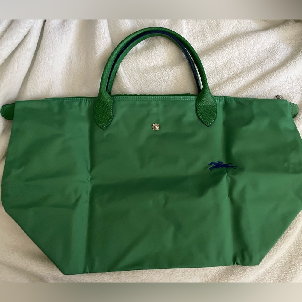 NEW Longchamp Le Pliage Green Large Short Handle Tote